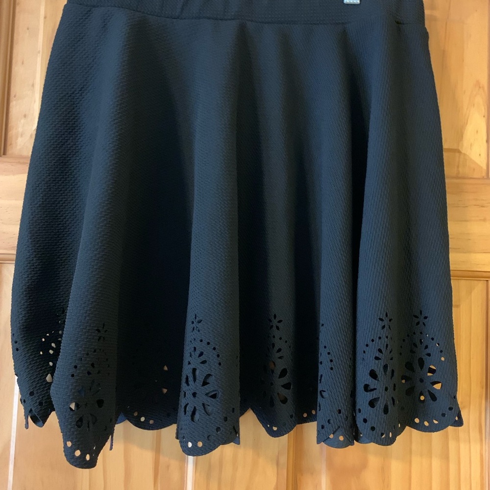 SHEIN Black Skater Skirt with Eyelet Detail